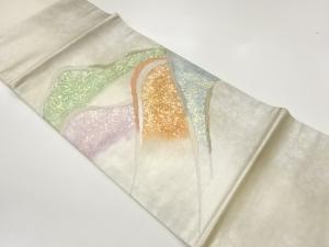 引箔山並み模様織出し開き名古屋帯（額縁仕立て）